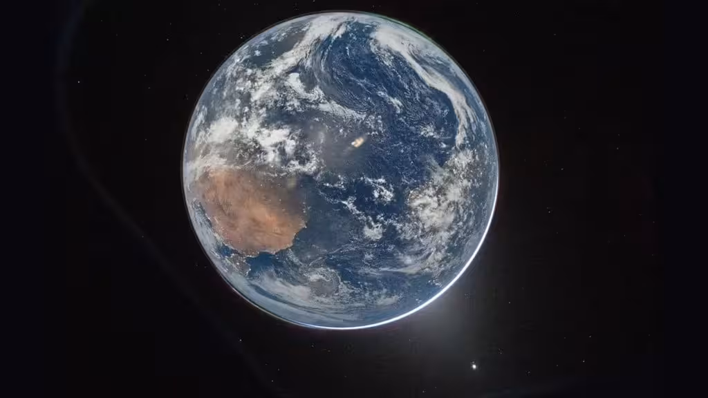 Earth As Seen By The Artemis Ii Crew Shortly After Departing For The Moon On April 2, 2026.