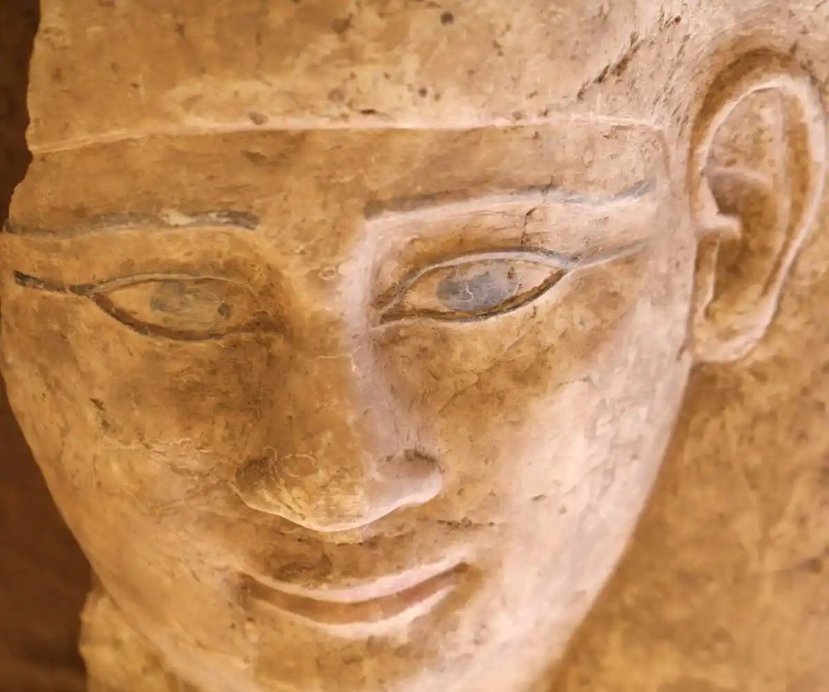 Anthropoid Sarcophagus Lid From Tomb No. 38 In Aswan.