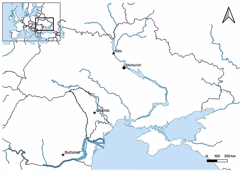 Map Showing The Location Of The Upper Paleolithic Site Of Mezhyrich In Central Ukraine