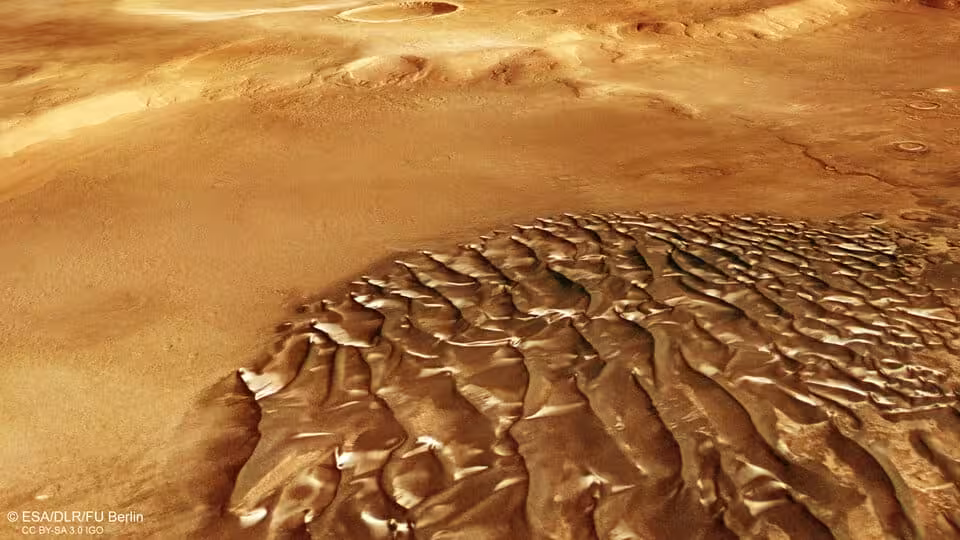 A Detailed View Of Ancient Dunes Carved By Martian Winds In Kaiser Crater