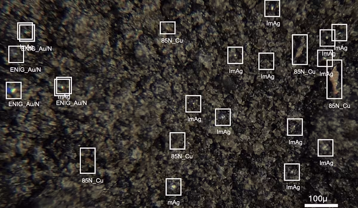 Microscopic View Of Lunar Regolith Analyzed In The Search For Possible Micron Scale Technosignatures.