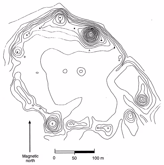 Topographic Map Of The Watson Brake Mound Complex In Louisiana