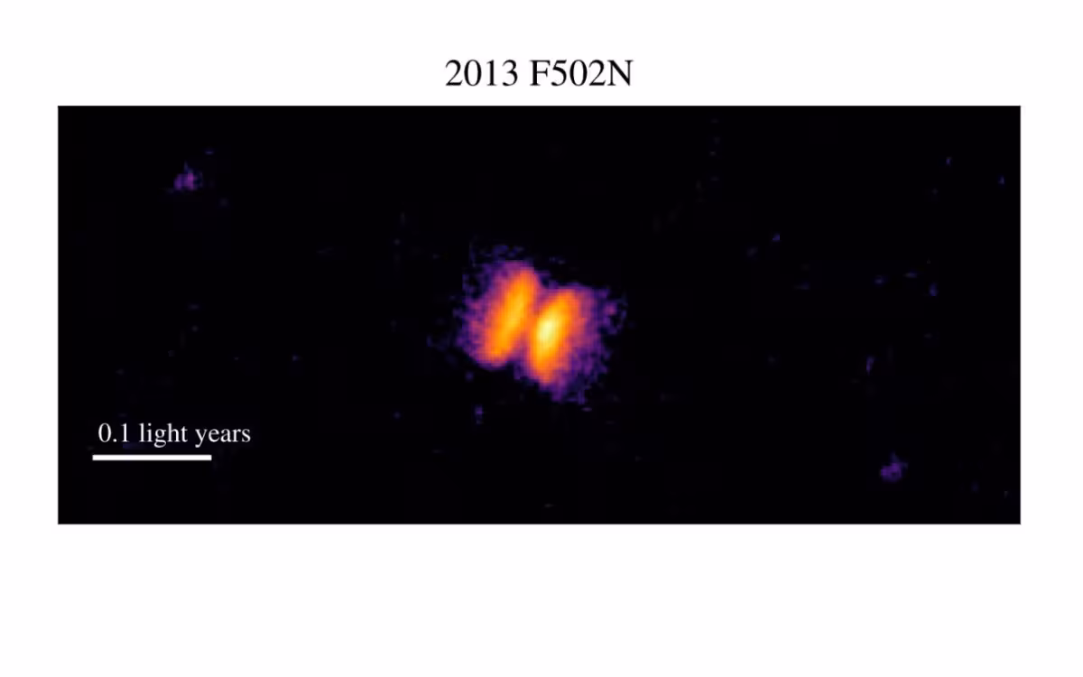Hubble Image Of V445 Puppis Showing Its Bipolar Outflow, Central Binary System, And Gas “bullets.”