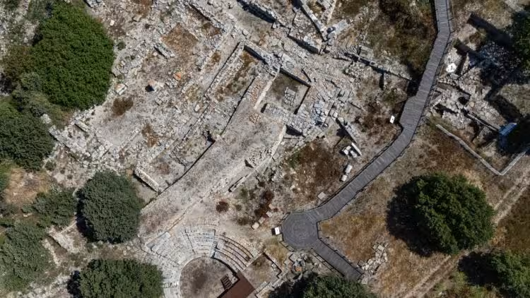 An Aerial View Of The Troy Archaeological Site In Türkiye