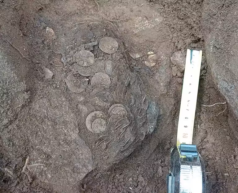 The Hoard Was Buried In Two Bark Containers A Few Feet Apart.
