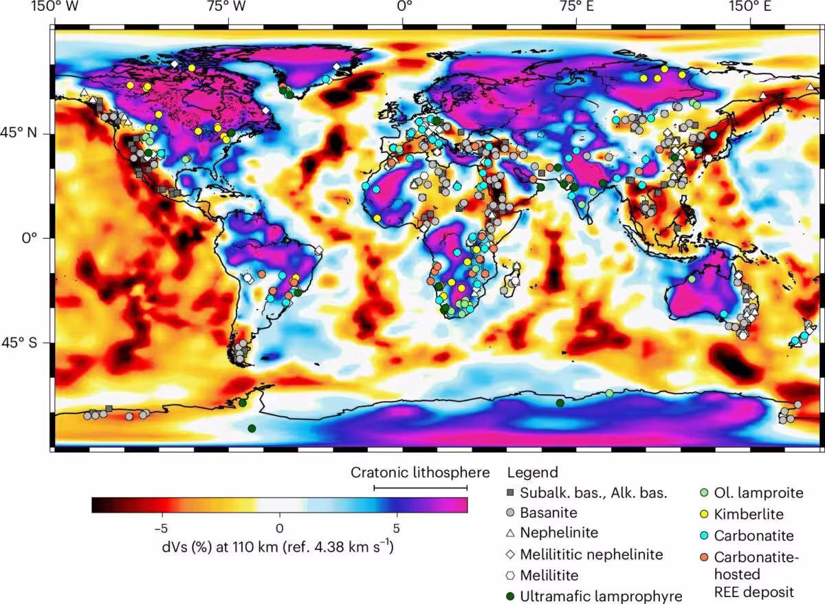 This Global Map Shows How Earth’s Deepest Structures May Control Where Rare Earth Deposits Appear.