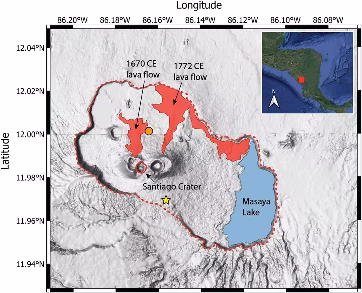 Topographic Map Of Masaya Volcano In Nicaragua.
