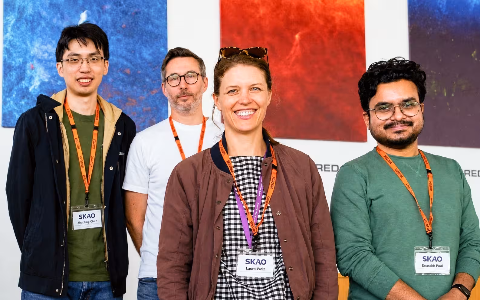 The team behind the detection; from left to right: Dr Zhaoting Chen (Researcher at University of Edinburgh, graduated with PhD from University of Manchester in 2024), Prof Mário Santos (professor at University of Western Cape), Dr Laura Wolz (Reader at University of Manchester), Dr Sourabh Paul (project lead and researcher at University of Manchester and University of Western Cape).