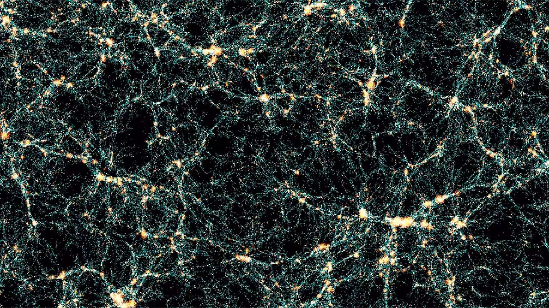 Euclid Flagship simulation visualization of galaxies with blue points as central galaxies and red points as satellite galaxies within dark matter haloes