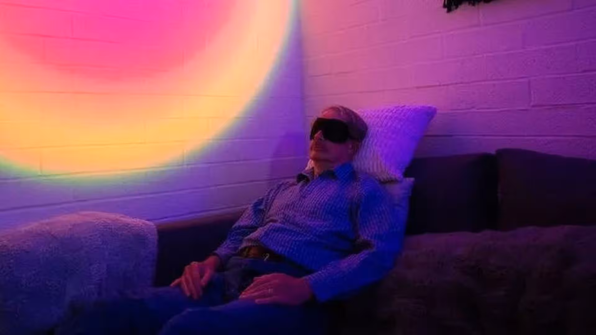 Psilocybin Trial Man On Couch Eye Pillow