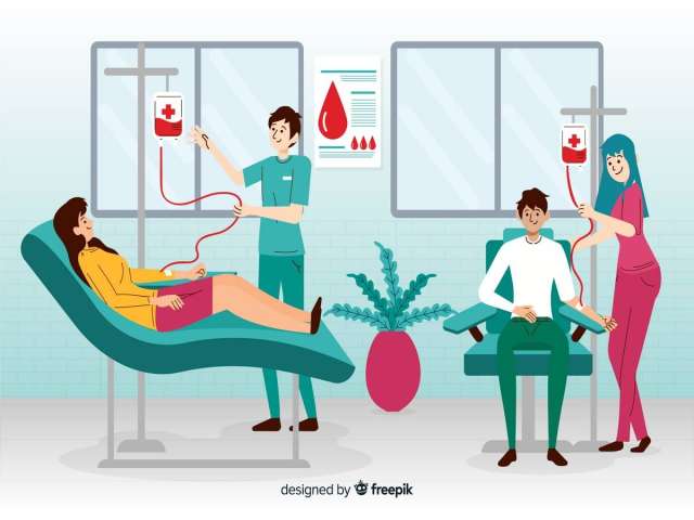 Free vector illustration of people donating blood.