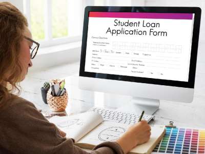 Student loan application form registration concept.
