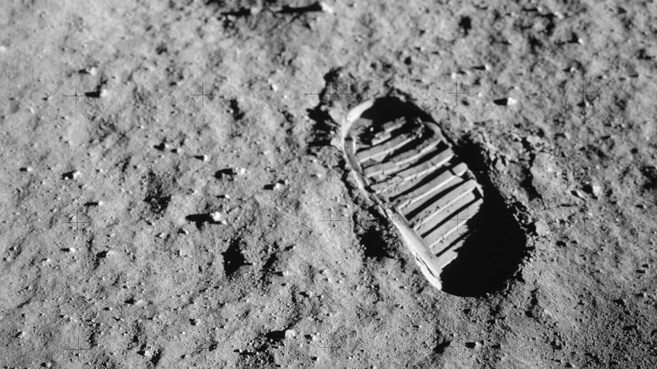 Close-up View of Astronaut’s Footprint in Lunar Soil