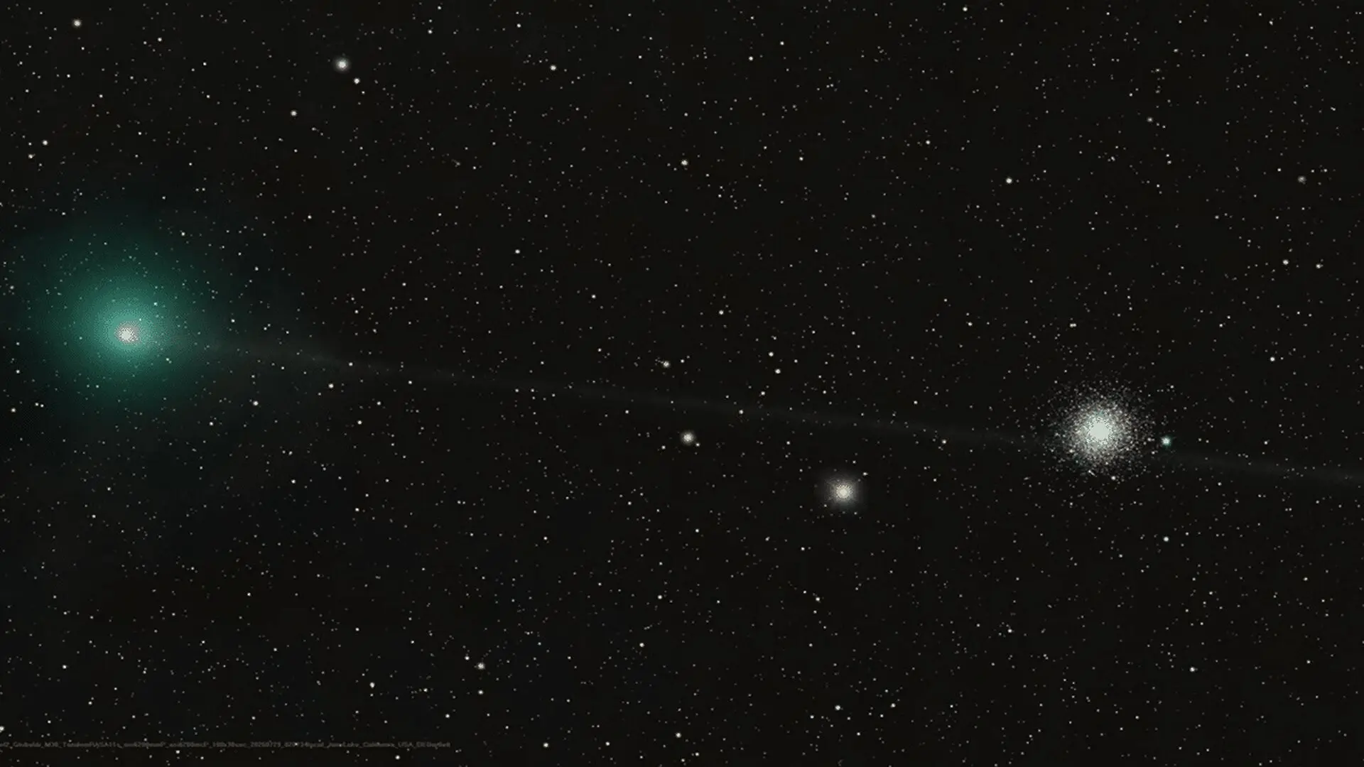 A Comets Rare Encounter With An Ancient Star Cluster Reveals A Stunning Cosmic Illusion Scaled