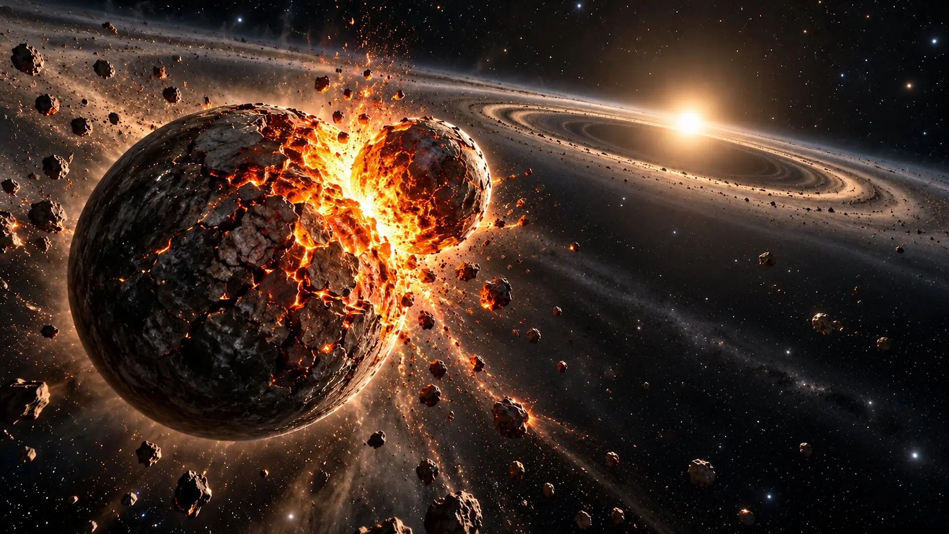 Webb and Spitzer study 21 extreme debris disks, linking dust minerals to possible giant impacts and changing planetary orbits. (CREDIT: The Brighter Side of News)