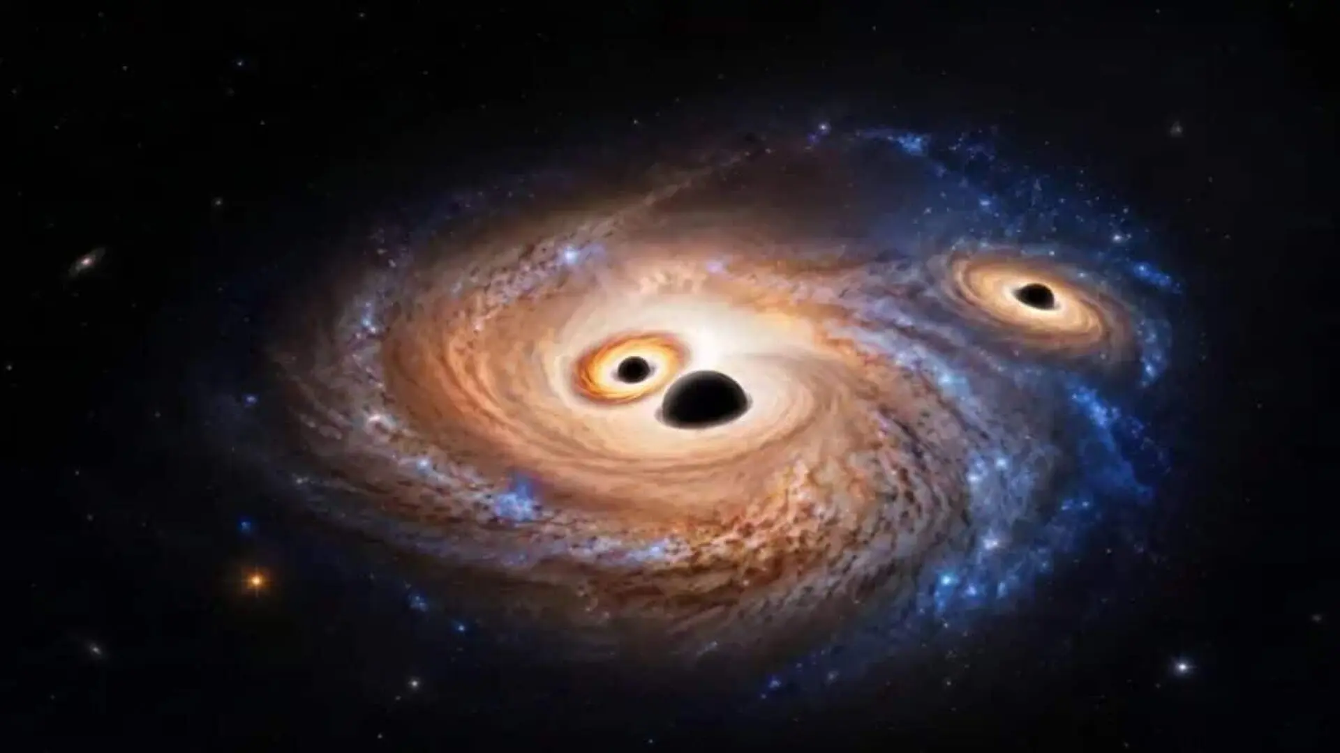 Three Black Holes Were Found Inside The Same Ancient Galaxy And One May Have Been Flung Away At High Speed Scaled