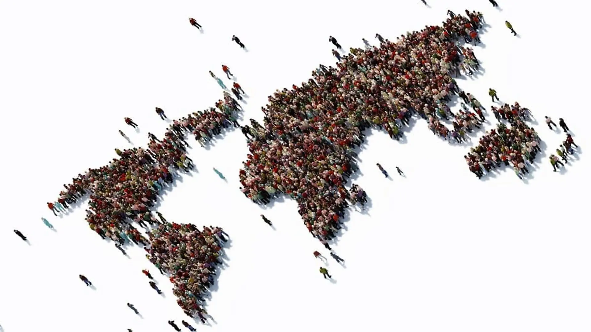 Human Crowd Forming A World Map Scaled