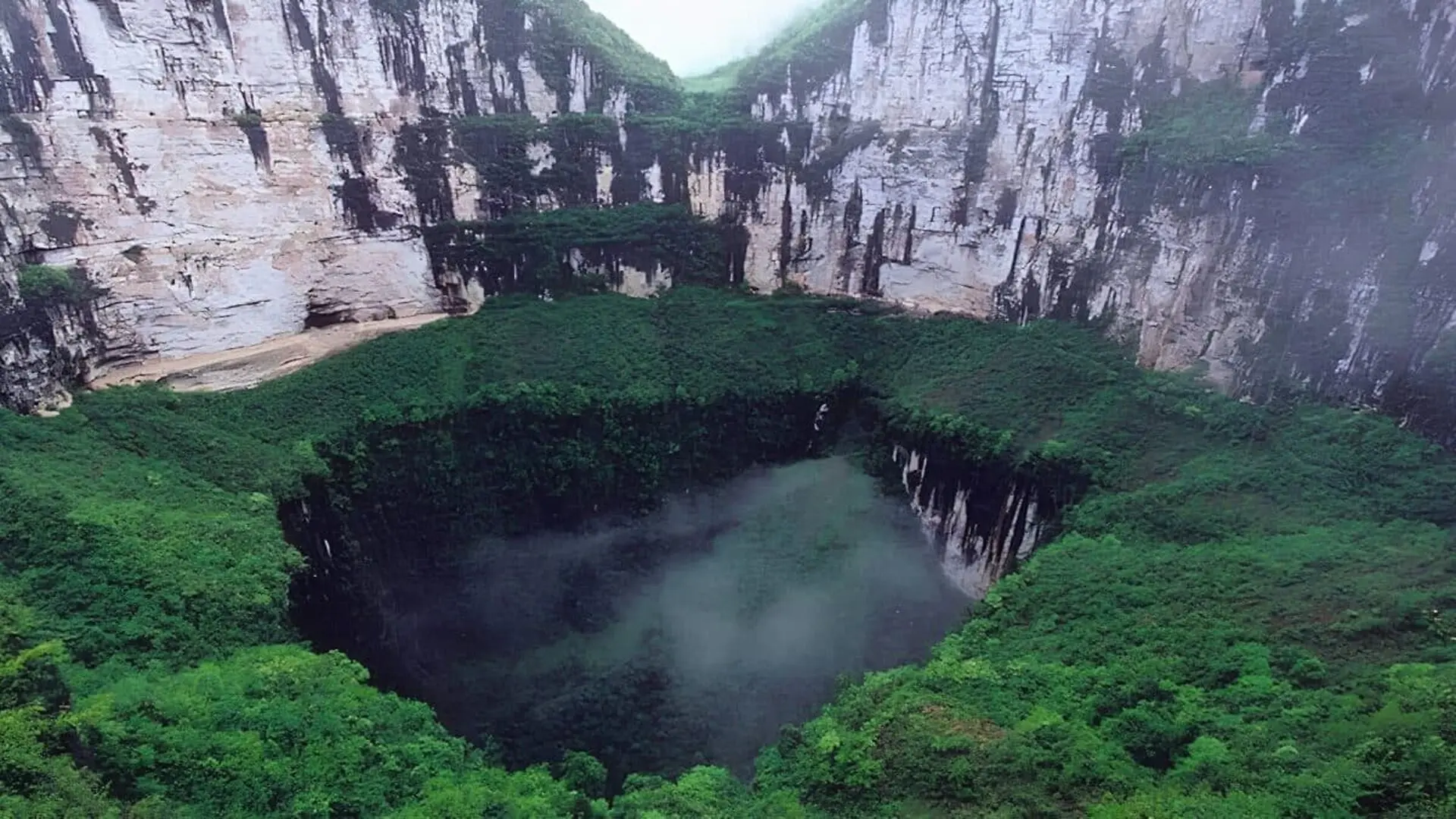 Xiaozhai Tiankeng Also Known As The Xiaozhai Heavenly Pit Scaled