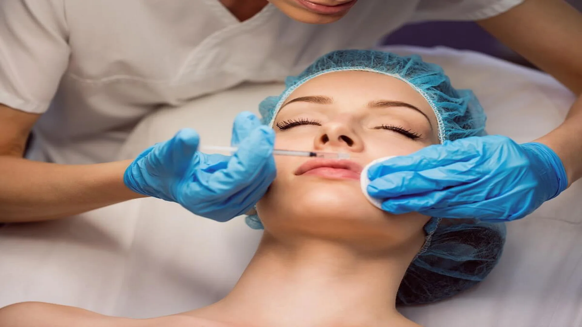 Patient Receiving Injection on Her Face