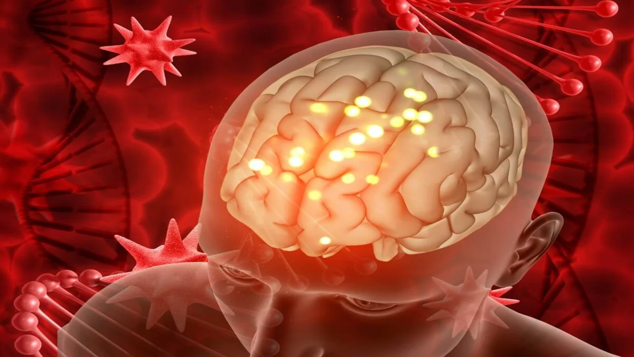 Free photo 3d medical background with male figure and brain.