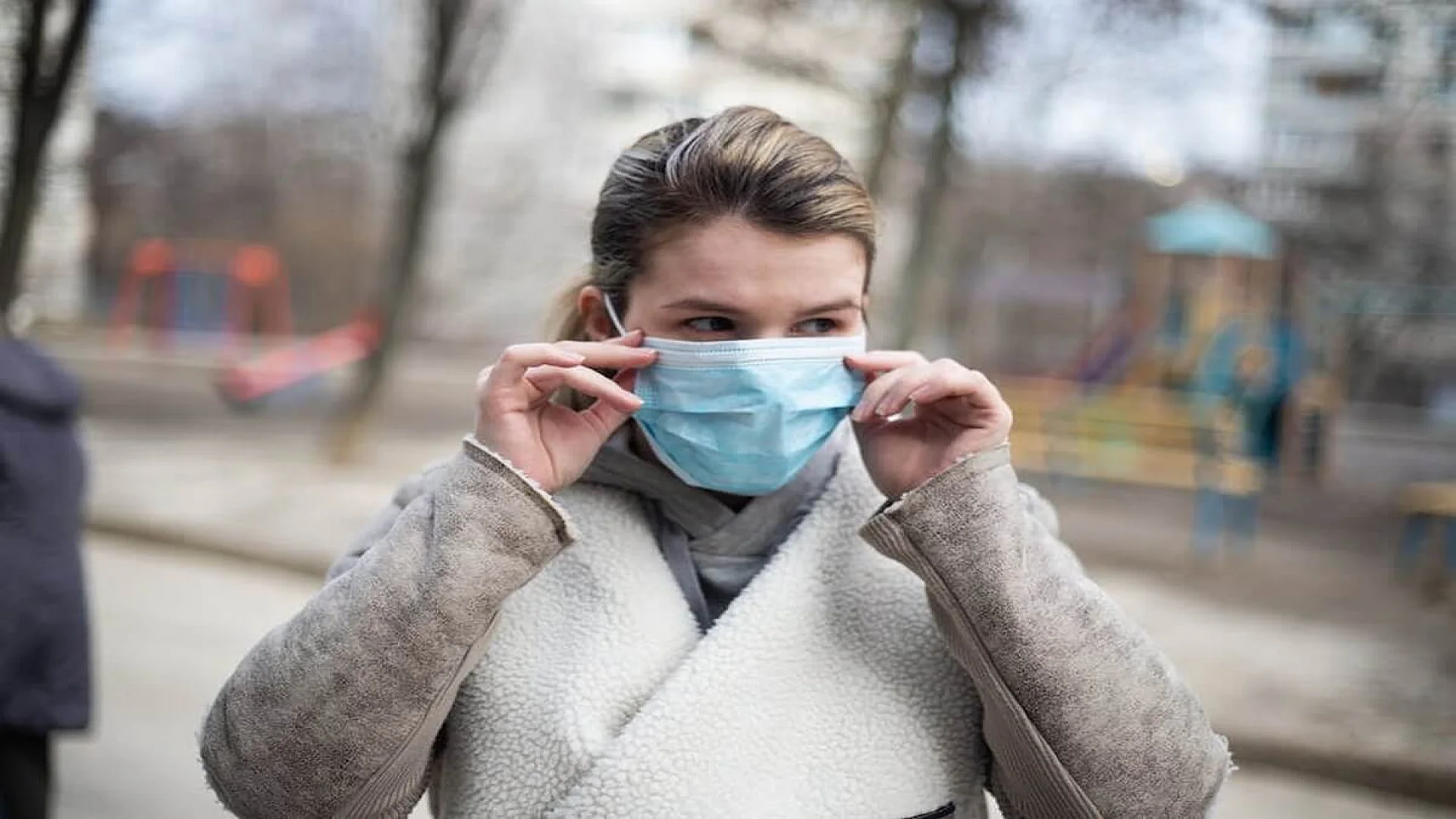 Woman Wearing Face Mask.