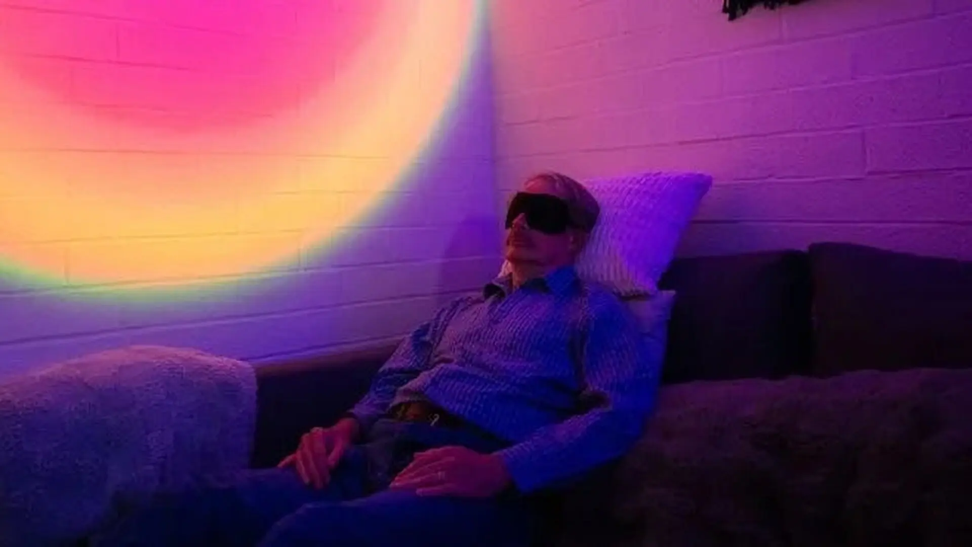 Psilocybin Trial Man On Couch Eye Pillow