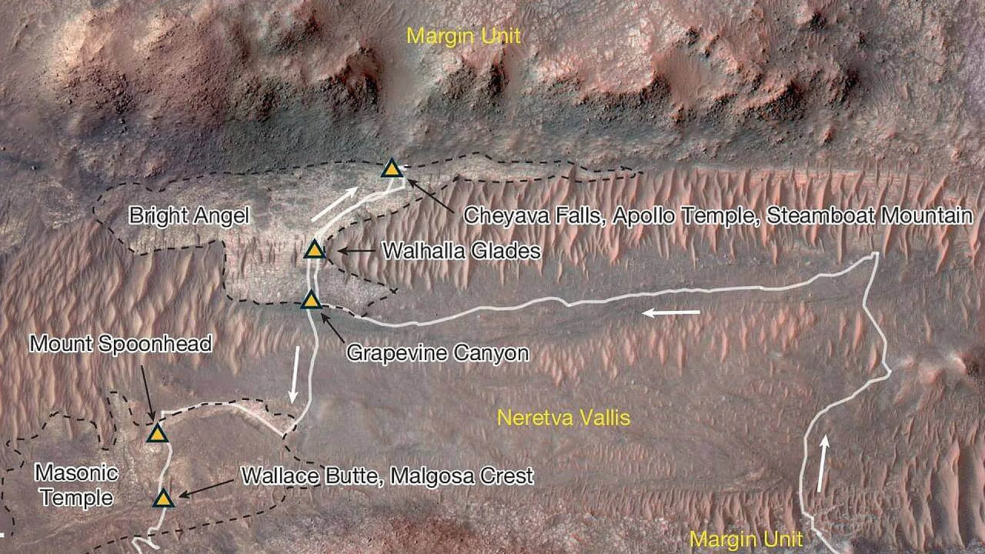 Orbital Image of Rover’s Path