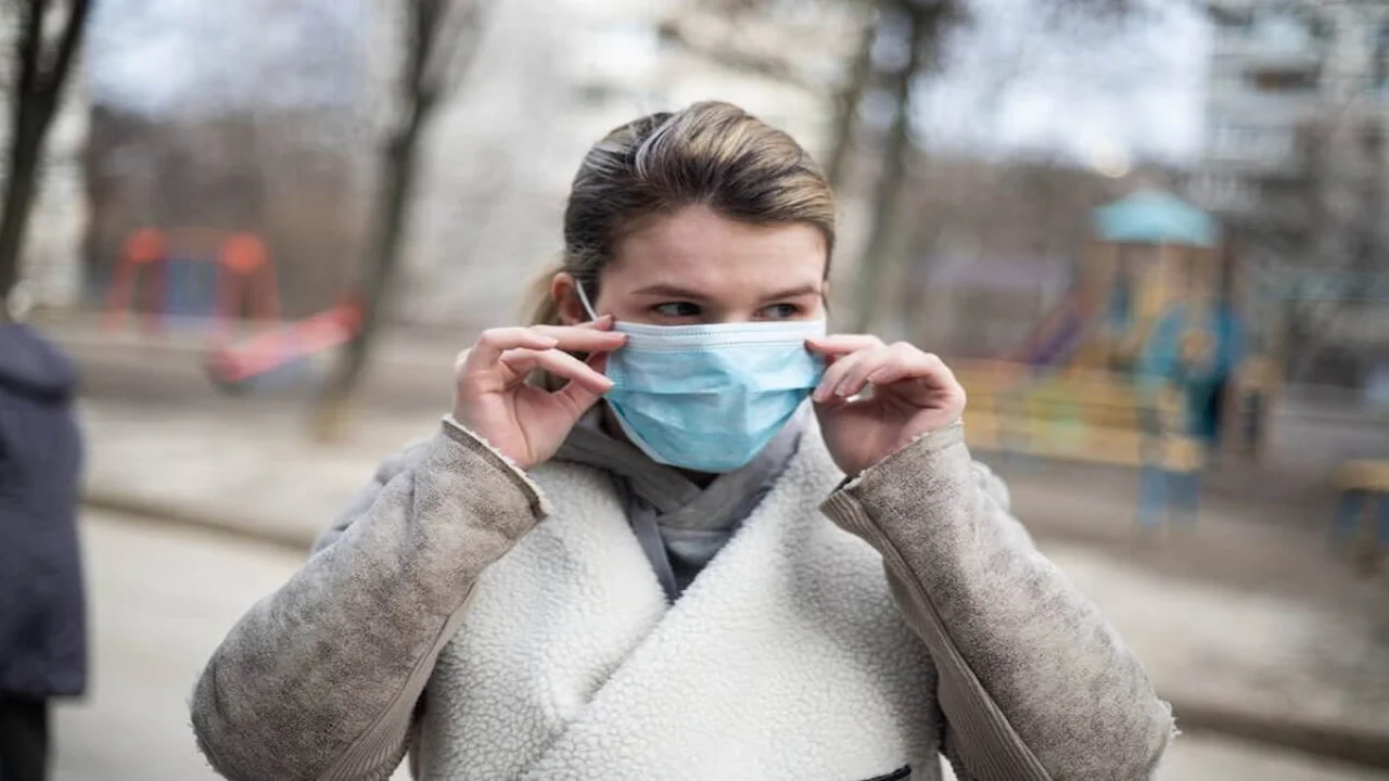 Woman Wearing Face Mask.