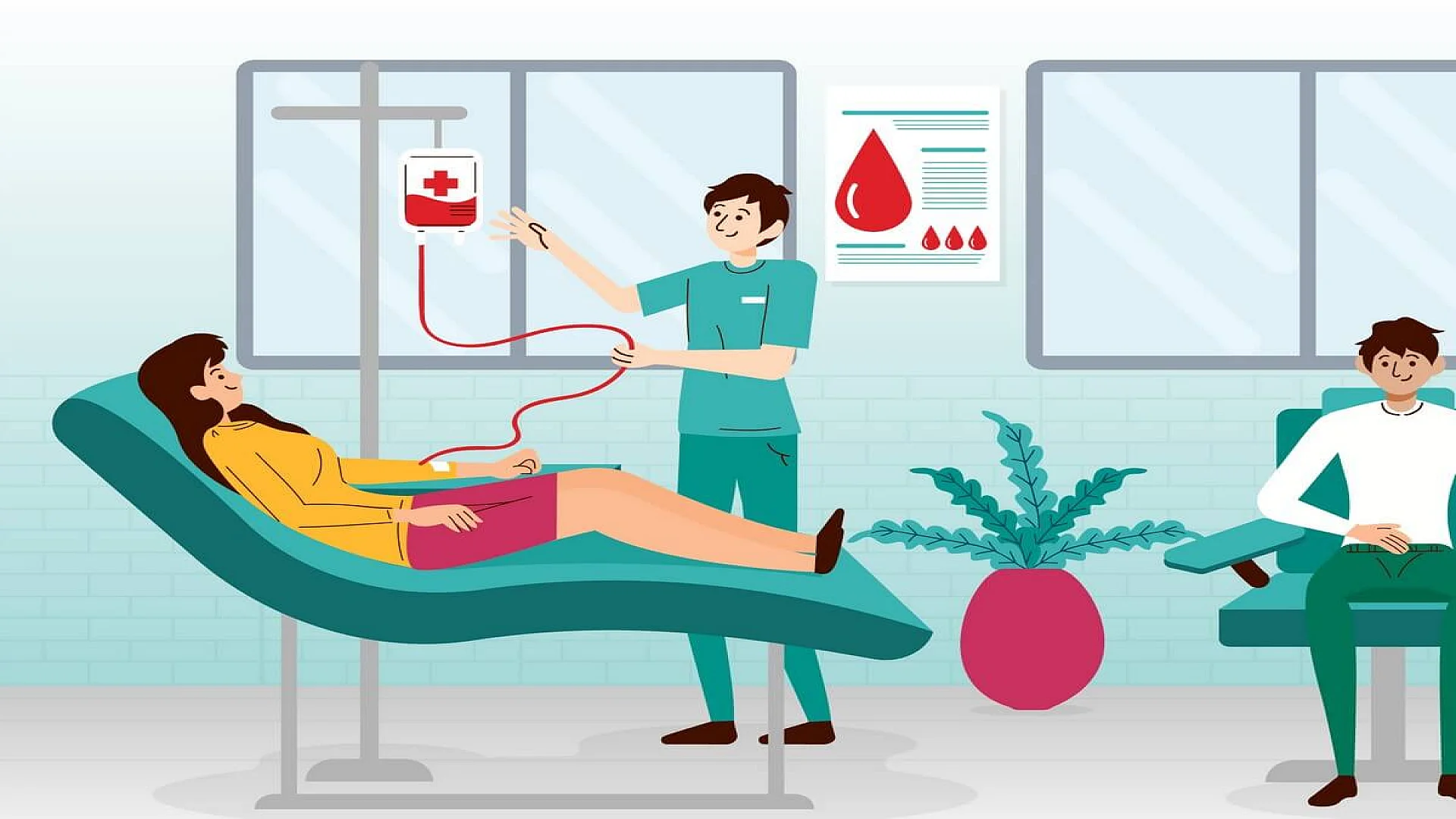 Illustration showing people donating blood