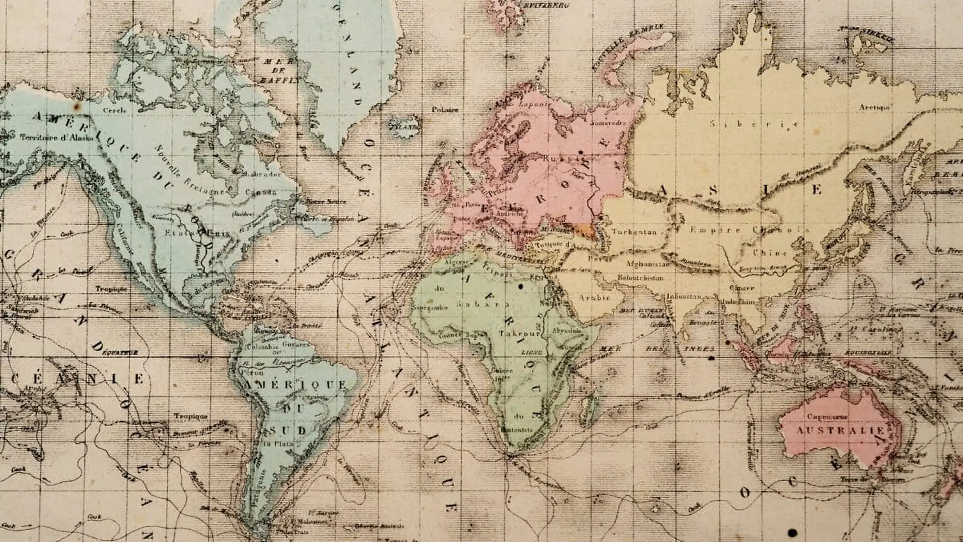 Vintage World Map Of The Continents Scaled