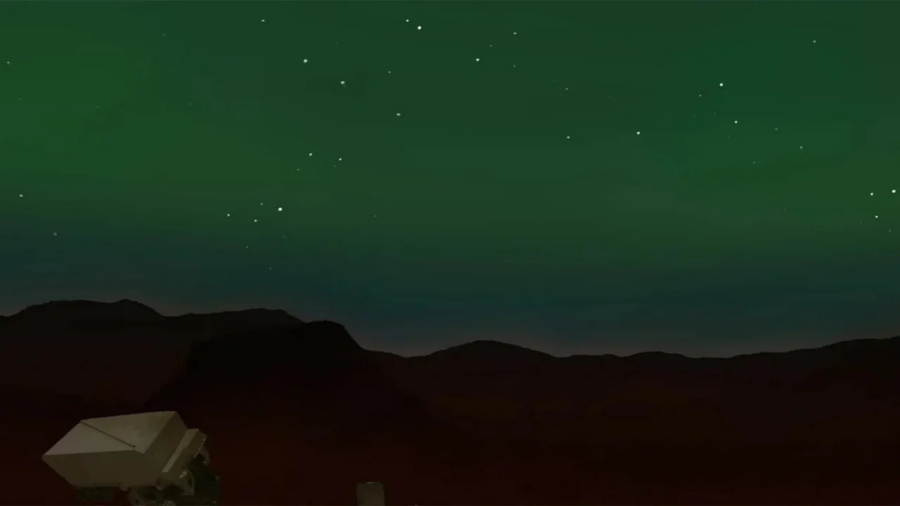 Emerald Aurora Glows Above Mars’ Perseverance Rover