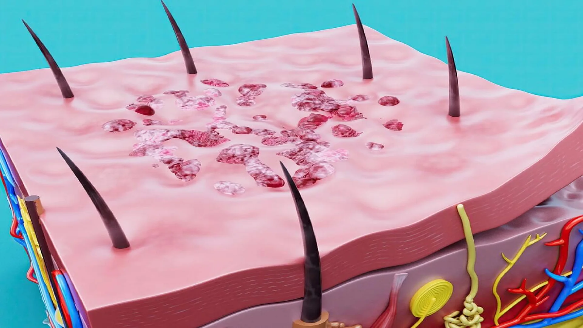Illustration of the Skin and Herpes Virus