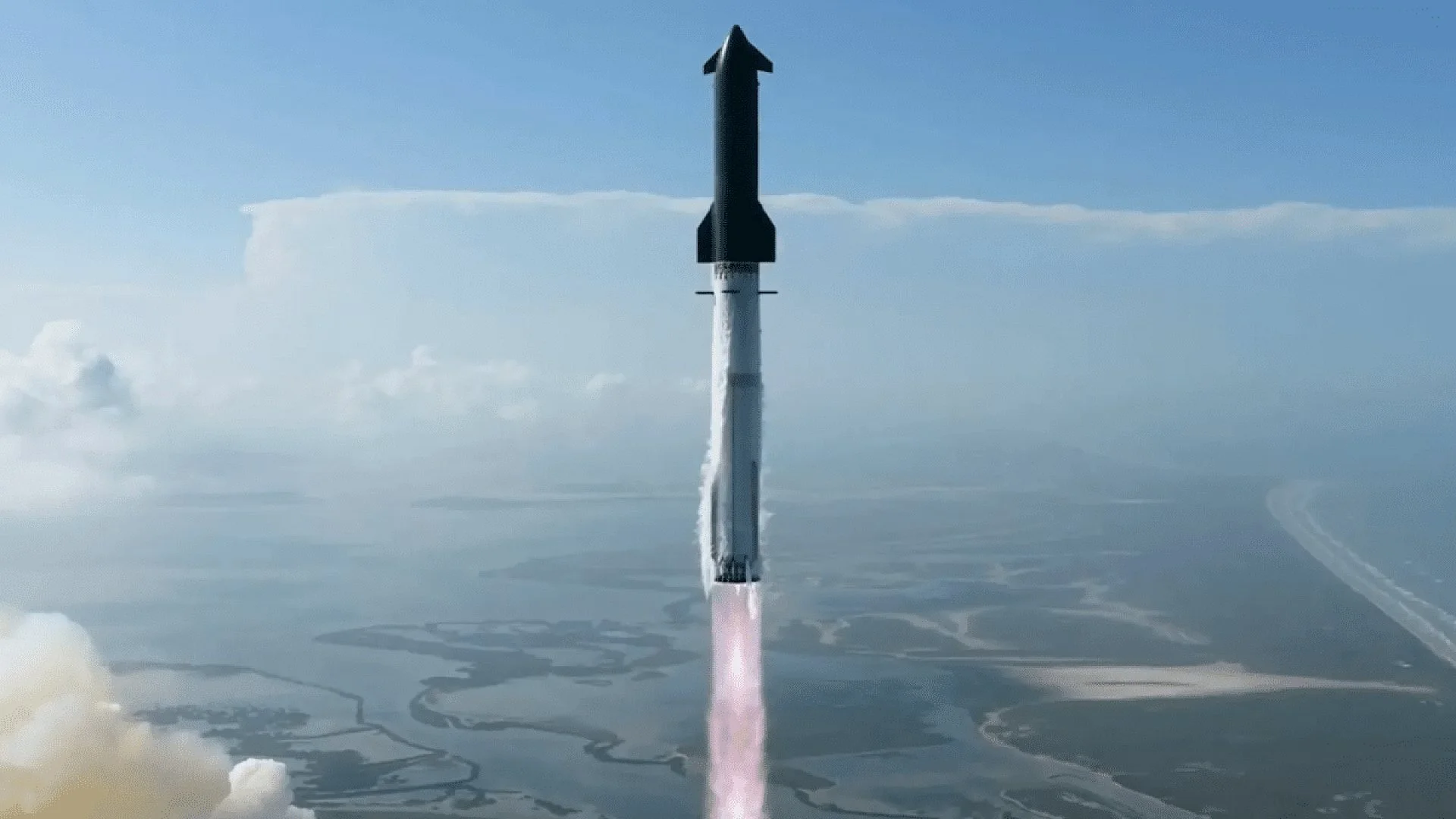 Spacexs Most Powerful Rocket Yet Soars Into Orbit On First Test Flight Scaled