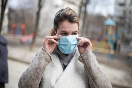 Woman Wearing Face Mask.