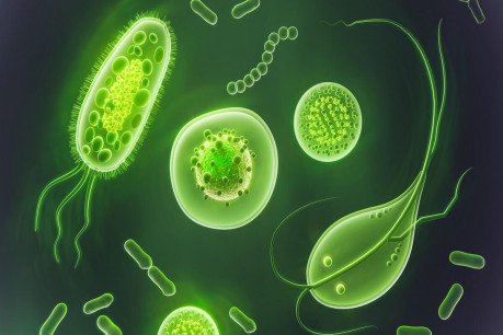 Microscopic germs and pathogens.