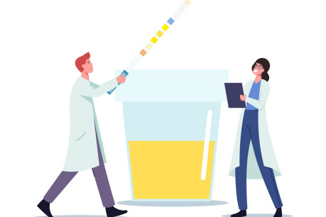 Urine test for disease check up in hospital or clinical laboratory.